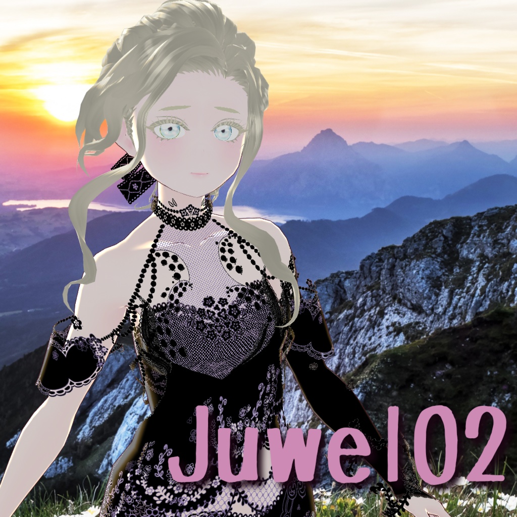 【Juwel02】漆黒に紫の縁取り~ぐっと大人っぽく~【.vroidファイル】