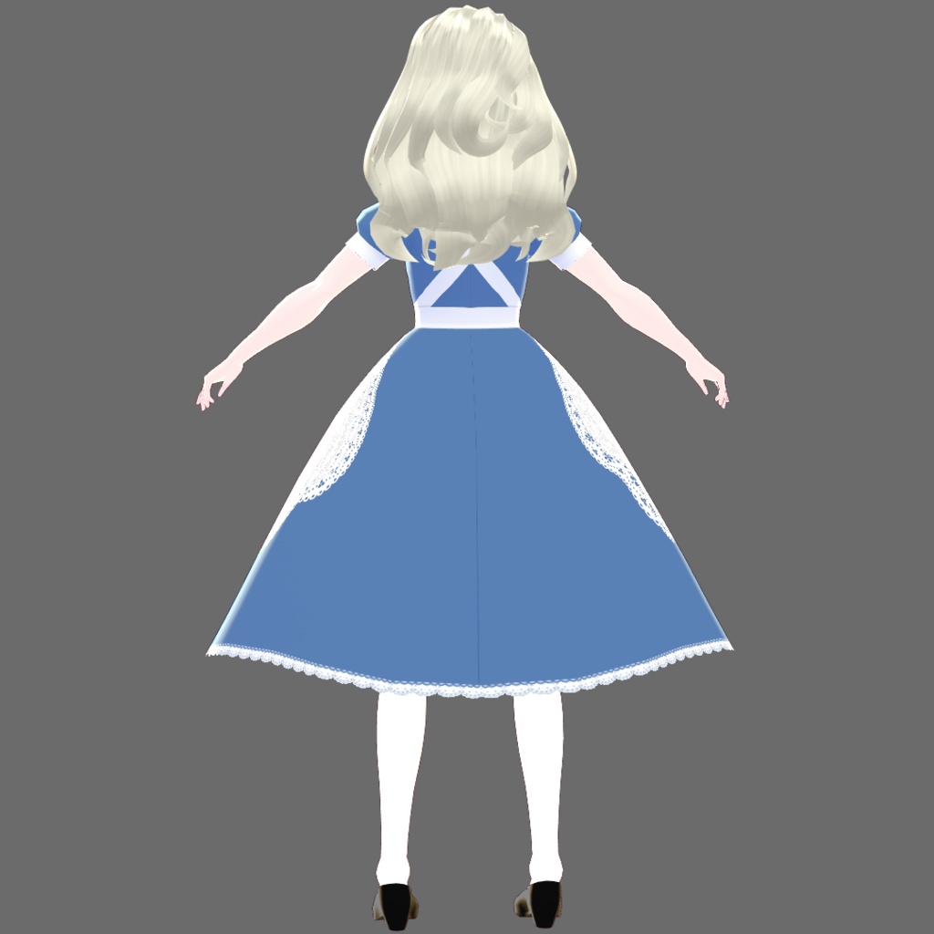 【Vroid】Juwel06:シンプルエプロンドレス青【テクスチャ流用可】