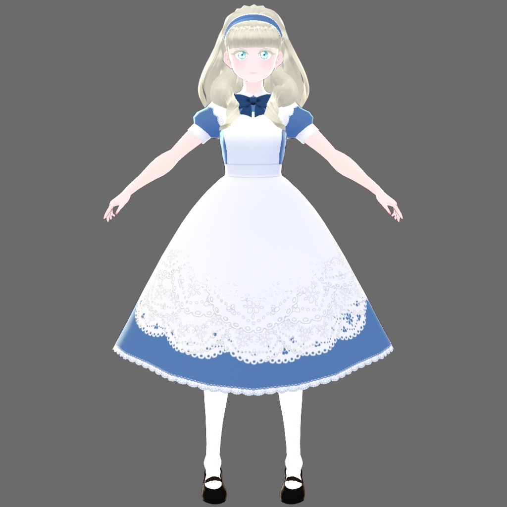 【Vroid】Juwel06:シンプルエプロンドレス青【テクスチャ流用可】