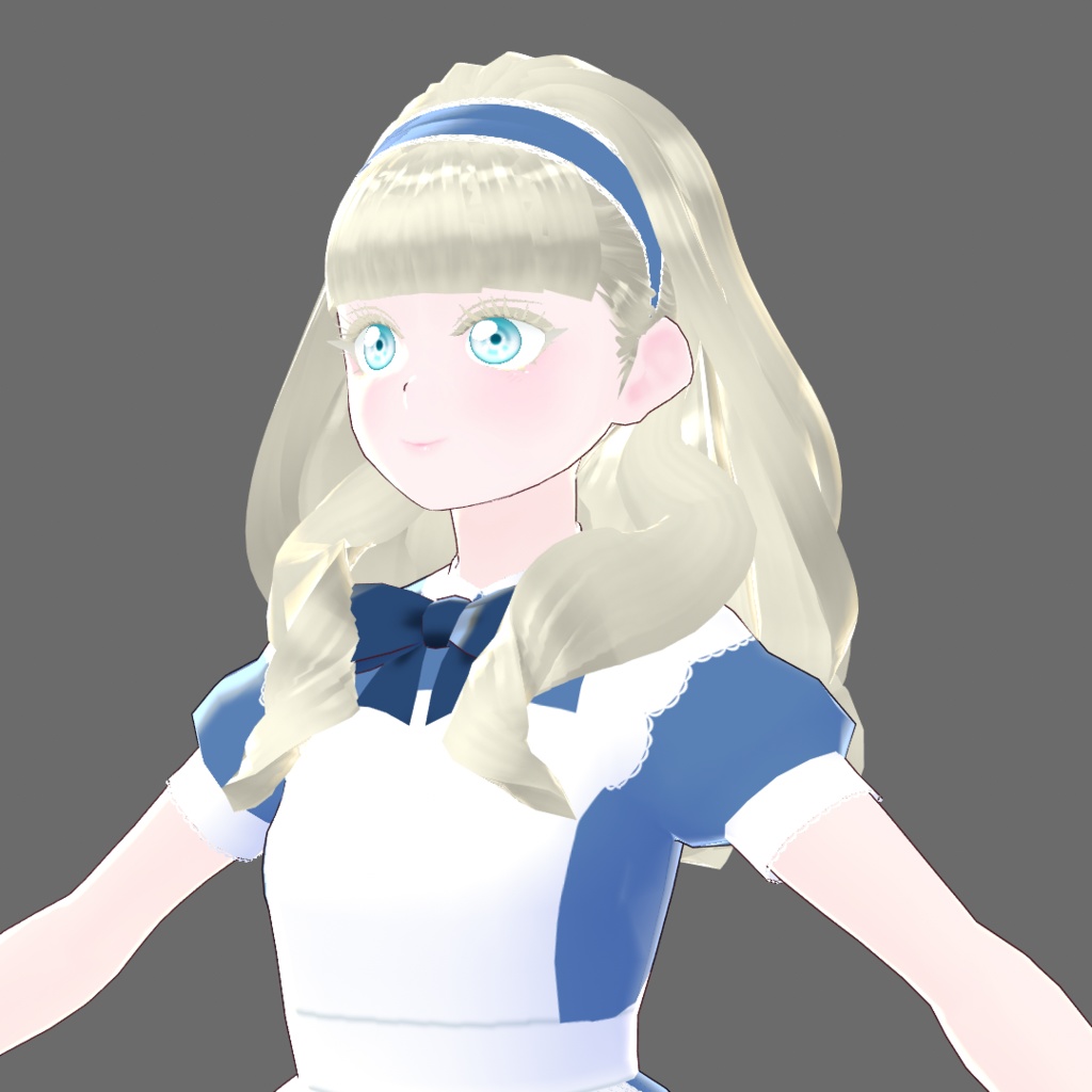 【Vroid】Juwel06:シンプルエプロンドレス青【テクスチャ流用可】