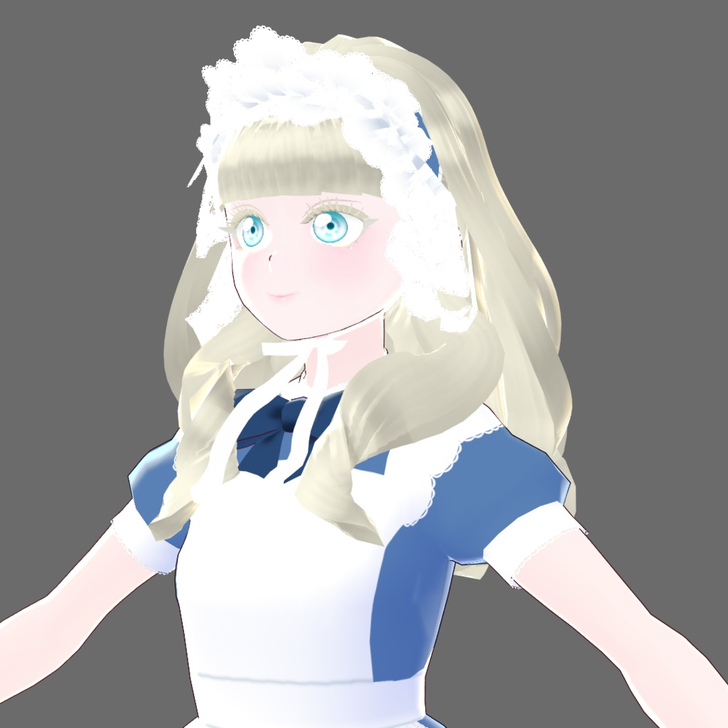 【Vroid】Juwel06:シンプルエプロンドレス青【テクスチャ流用可】