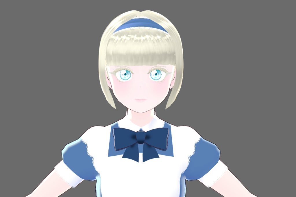 【Vroid】Juwel06:シンプルエプロンドレス青【テクスチャ流用可】