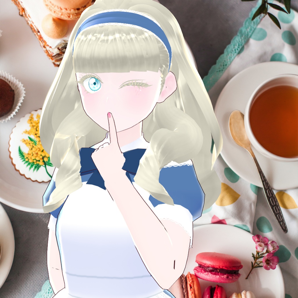 【Vroid】Juwel06:シンプルエプロンドレス青【テクスチャ流用可】