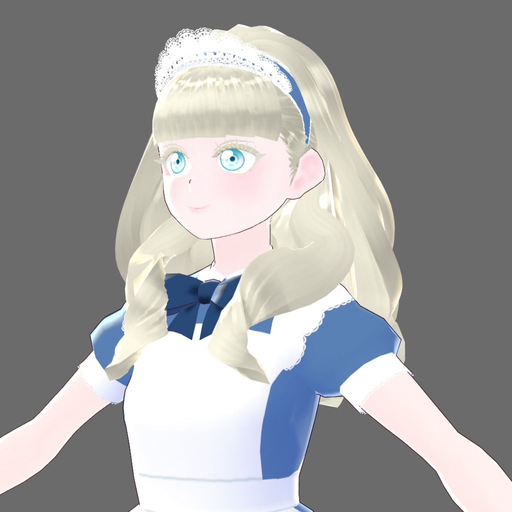 【Vroid】Juwel06:シンプルエプロンドレス青【テクスチャ流用可】