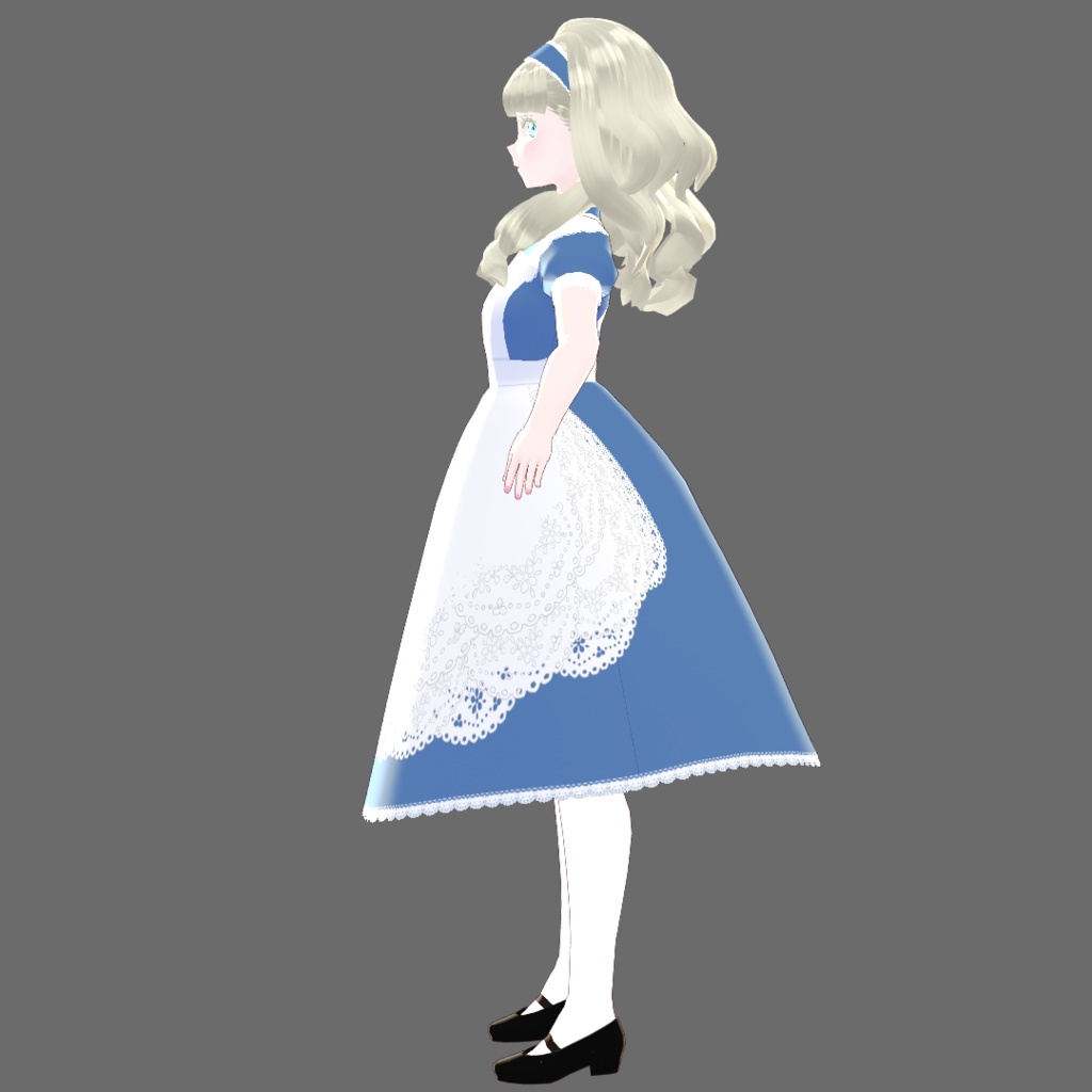 【Vroid】Juwel06:シンプルエプロンドレス青【テクスチャ流用可】