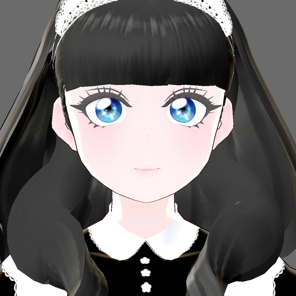 【Vroid】Juwel08:黒髪赤目メイド風ジュエル【法人利用可】
