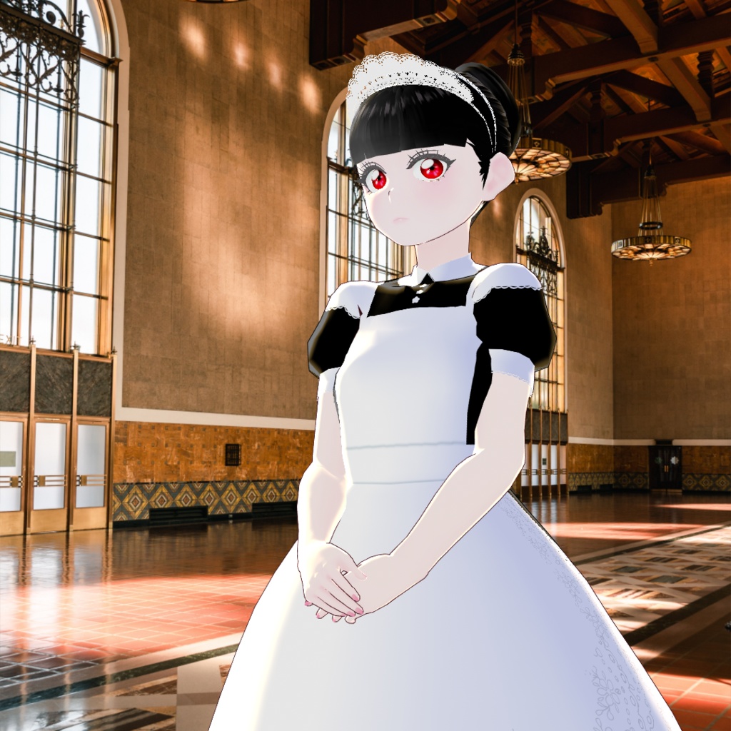 【Vroid】Juwel08:黒髪赤目メイド風ジュエル【法人利用可】
