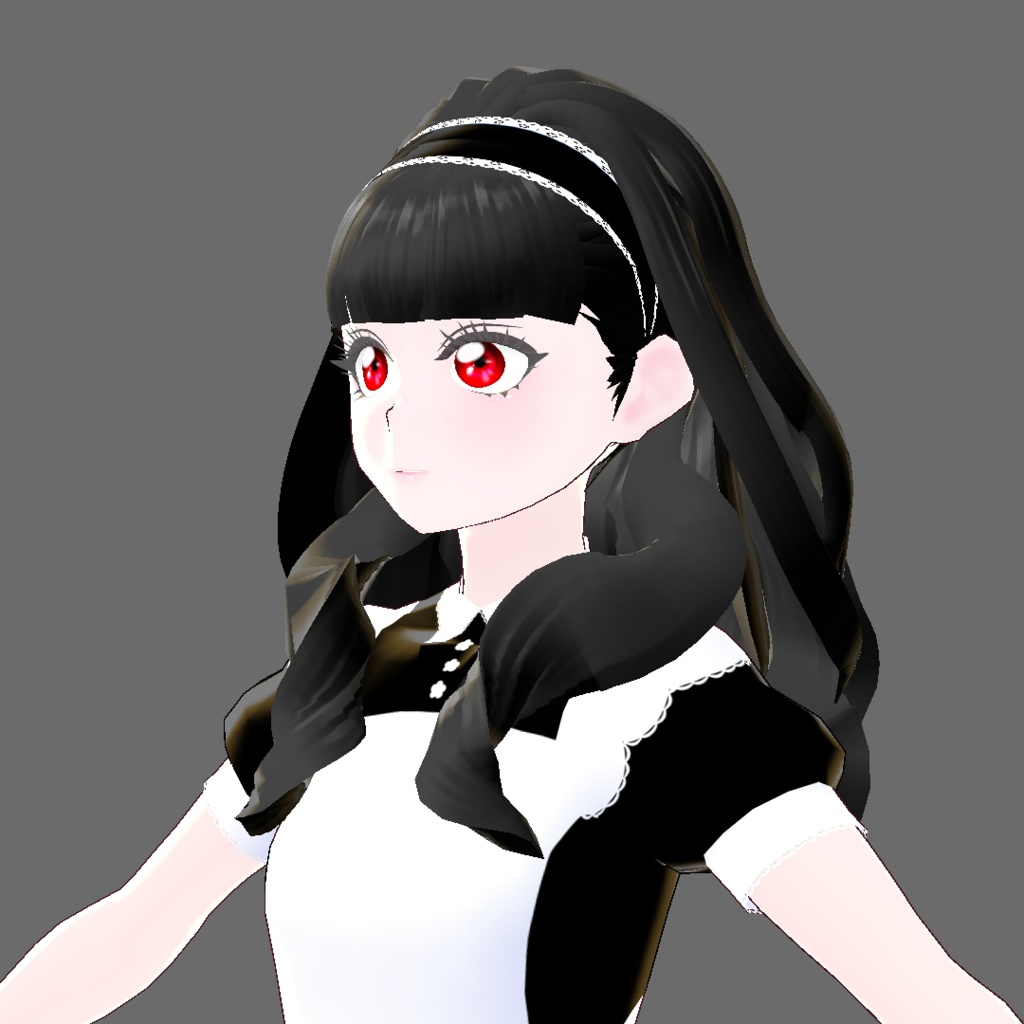 【Vroid】Juwel08:黒髪赤目メイド風ジュエル【法人利用可】