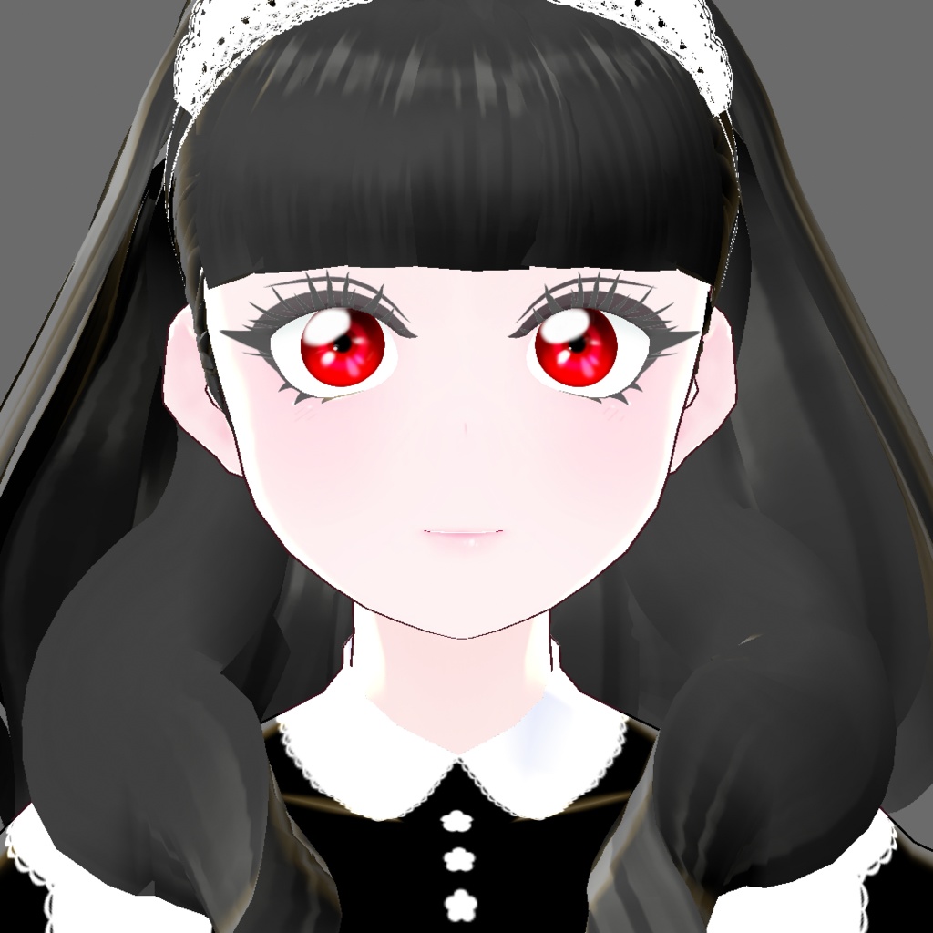 【Vroid】Juwel08:黒髪赤目メイド風ジュエル【法人利用可】