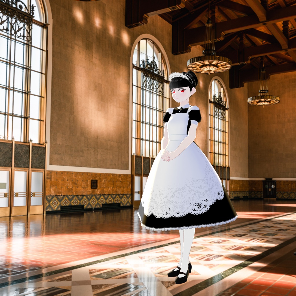 【Vroid】Juwel08:黒髪赤目メイド風ジュエル【法人利用可】