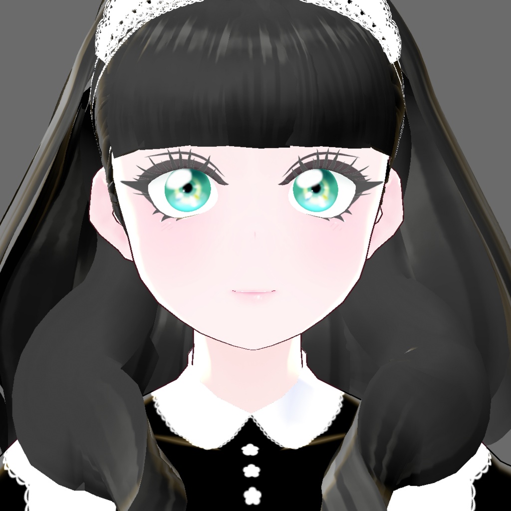 【Vroid】Juwel08:黒髪赤目メイド風ジュエル【法人利用可】