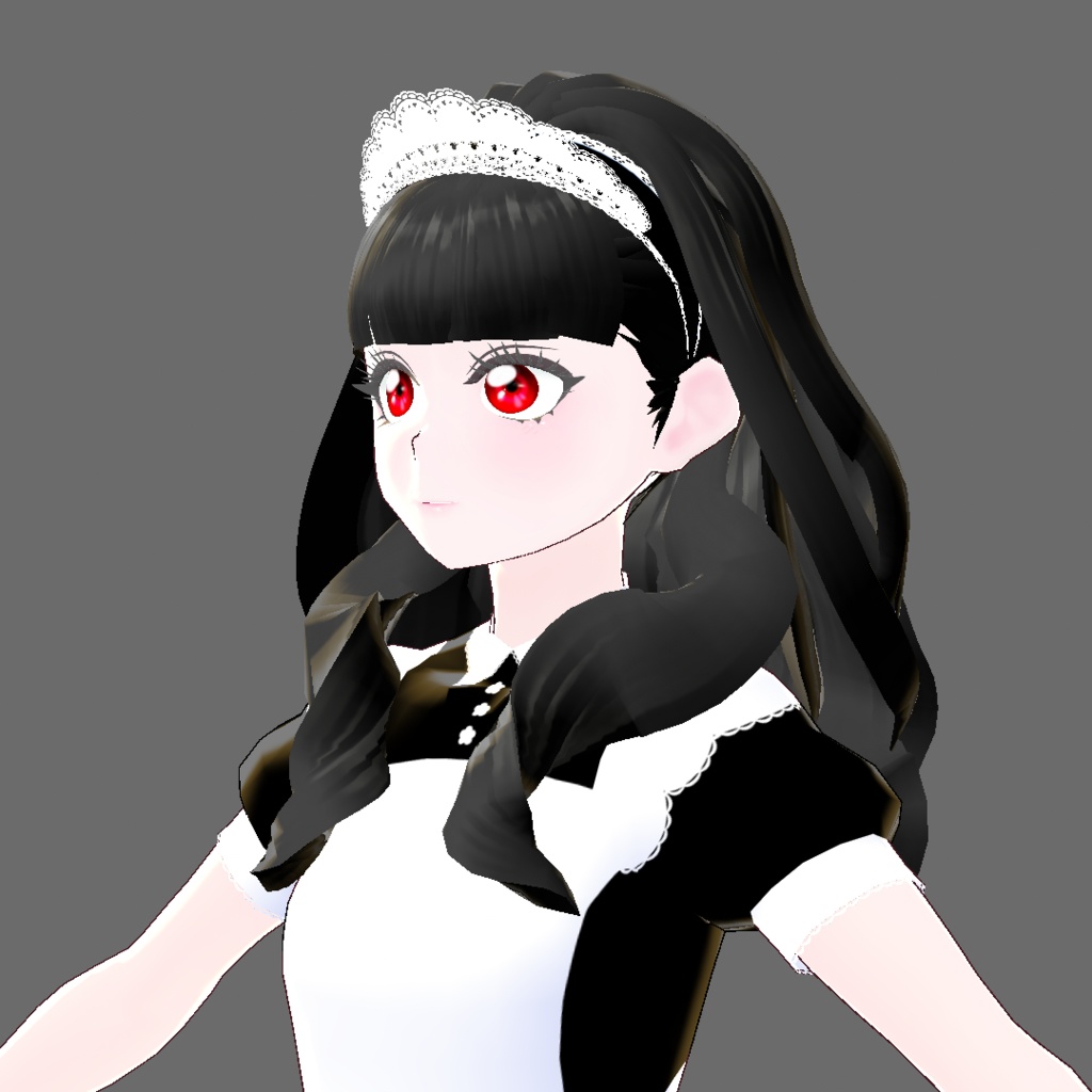 【Vroid】Juwel08:黒髪赤目メイド風ジュエル【法人利用可】