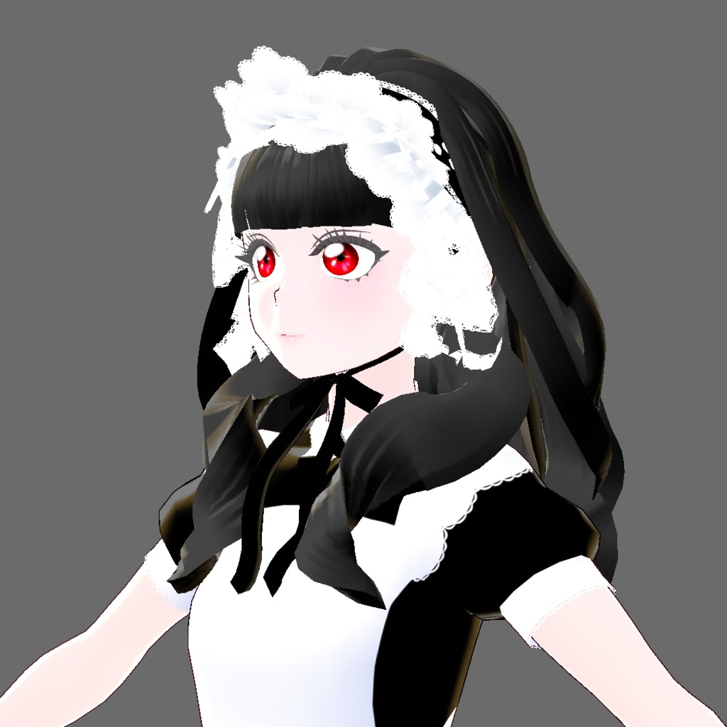 【Vroid】Juwel08:黒髪赤目メイド風ジュエル【法人利用可】
