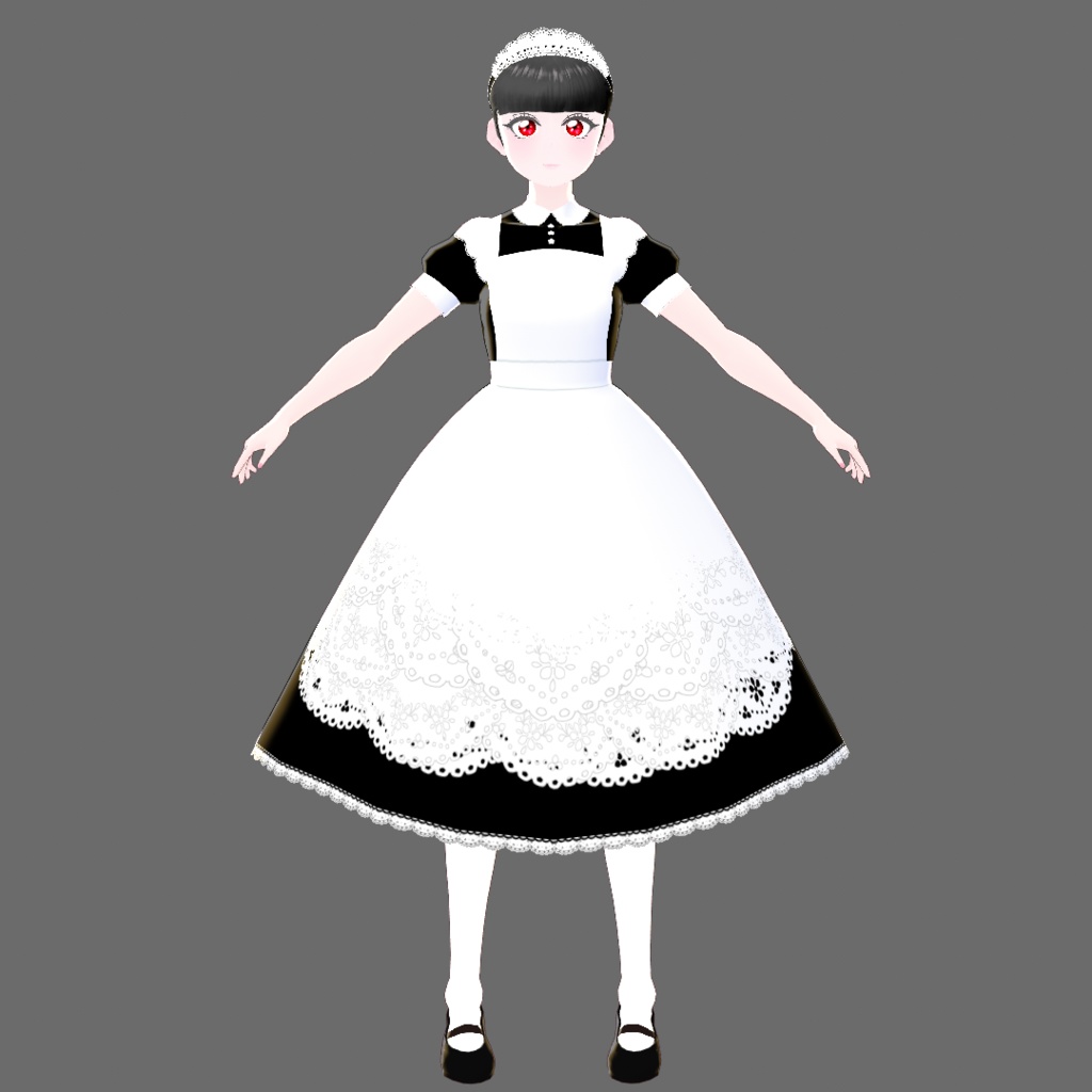 【Vroid】Juwel08:黒髪赤目メイド風ジュエル【法人利用可】