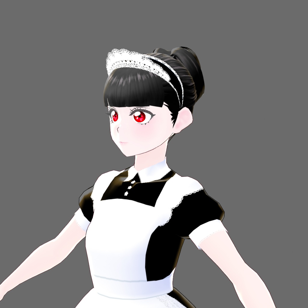 【Vroid】Juwel08:黒髪赤目メイド風ジュエル【法人利用可】