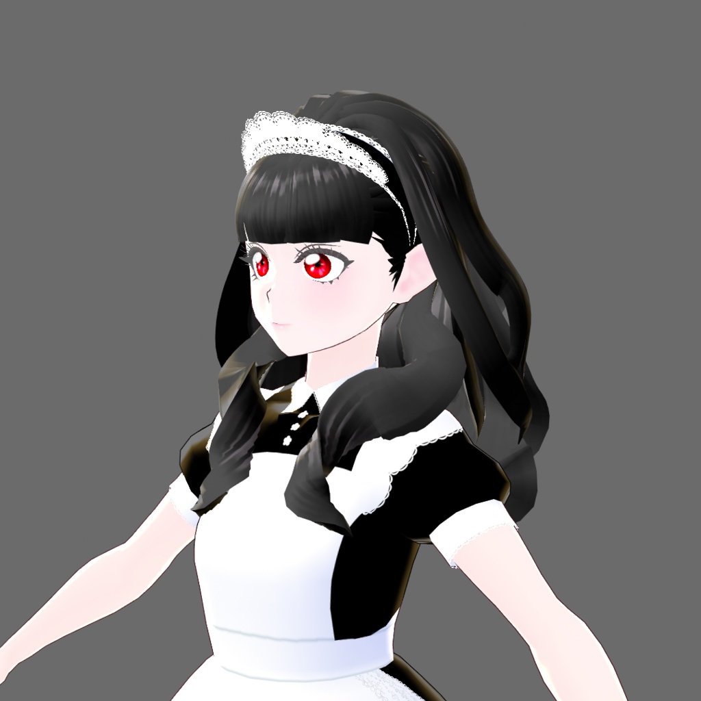 【Vroid】Juwel08:黒髪赤目メイド風ジュエル【法人利用可】