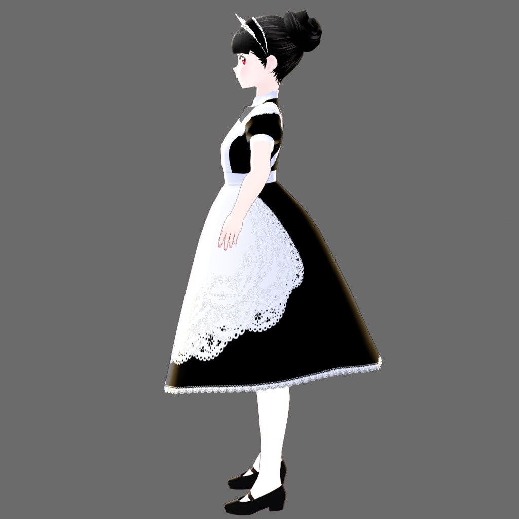 【Vroid】Juwel08:黒髪赤目メイド風ジュエル【法人利用可】