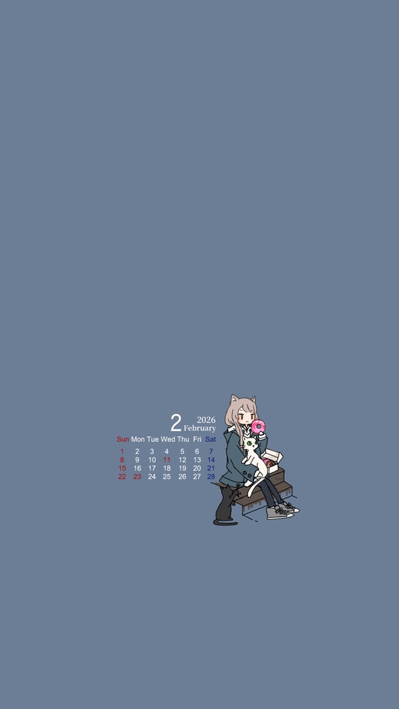 2026年2月カレンダー/無料