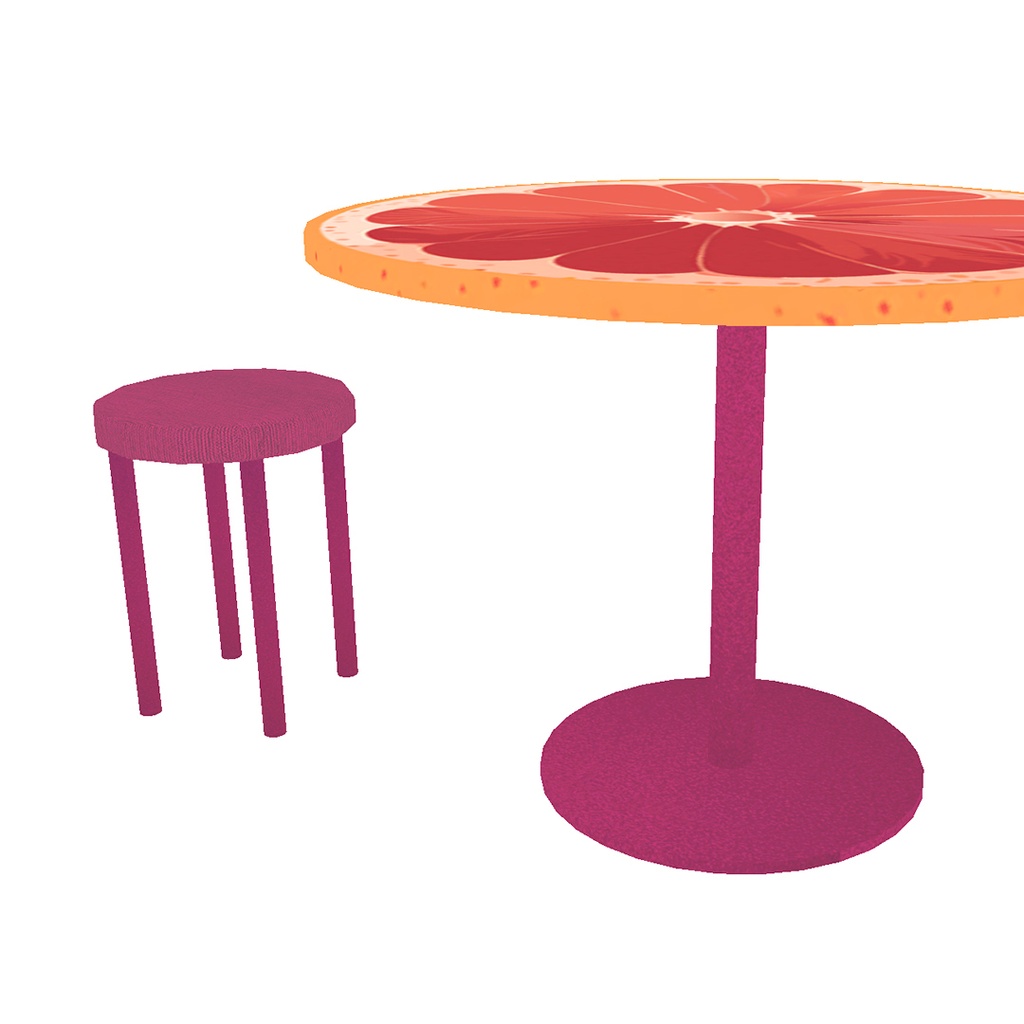 ピンクグレープフルーツのカフェテーブル