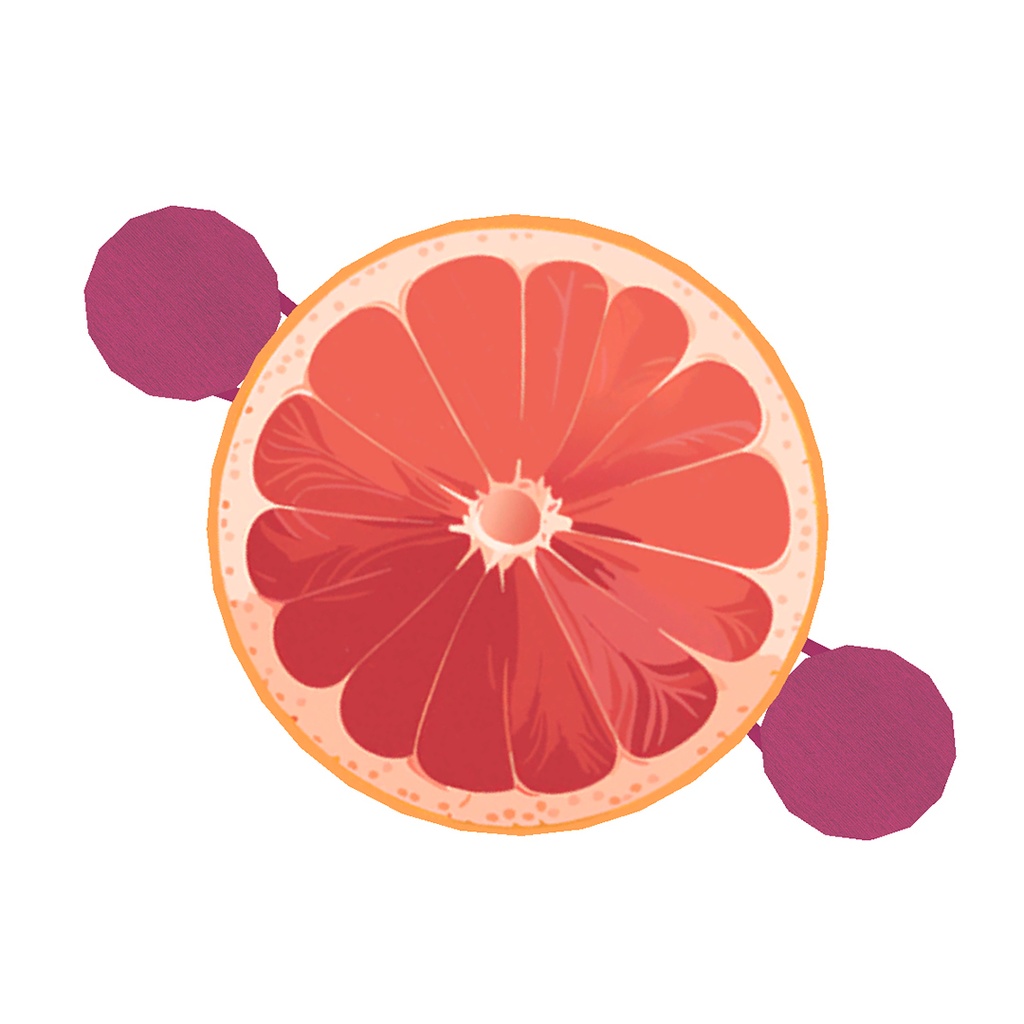 ピンクグレープフルーツのカフェテーブル