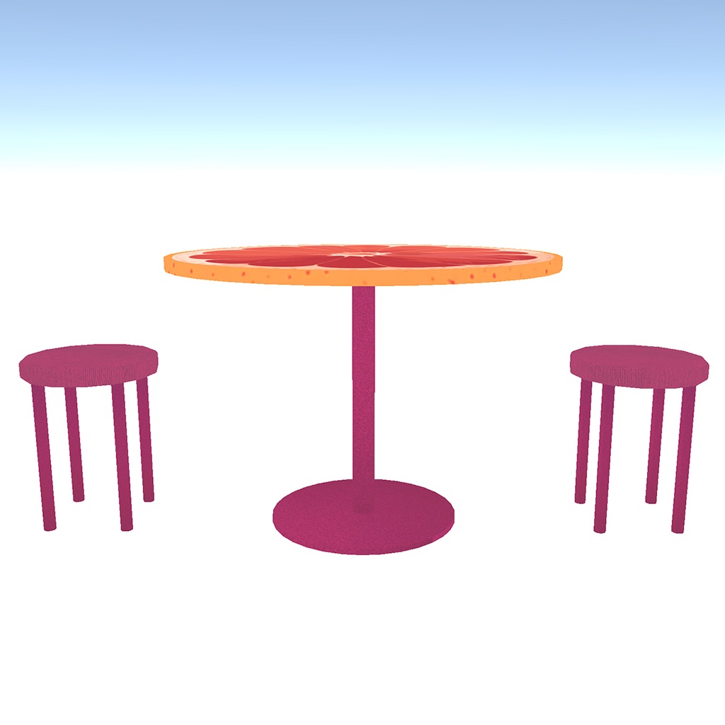 ピンクグレープフルーツのカフェテーブル
