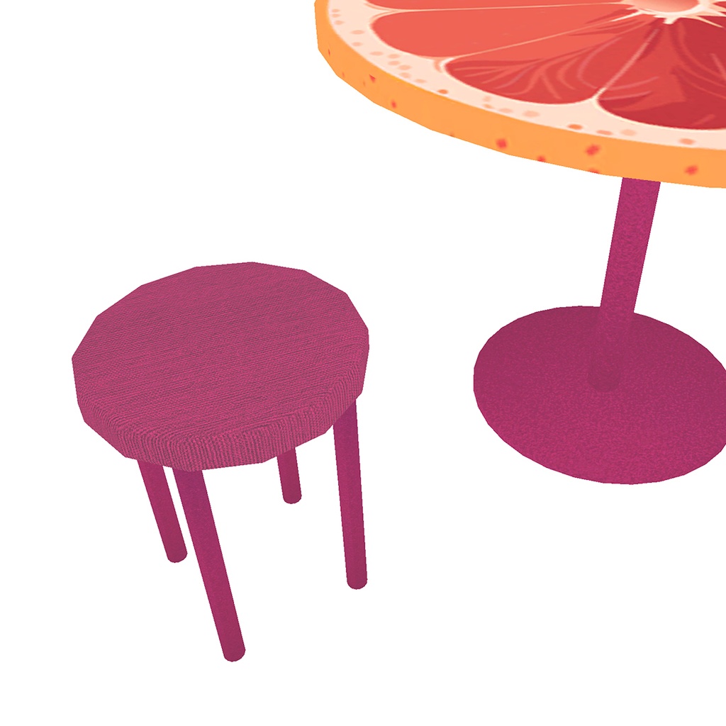 ピンクグレープフルーツのカフェテーブル