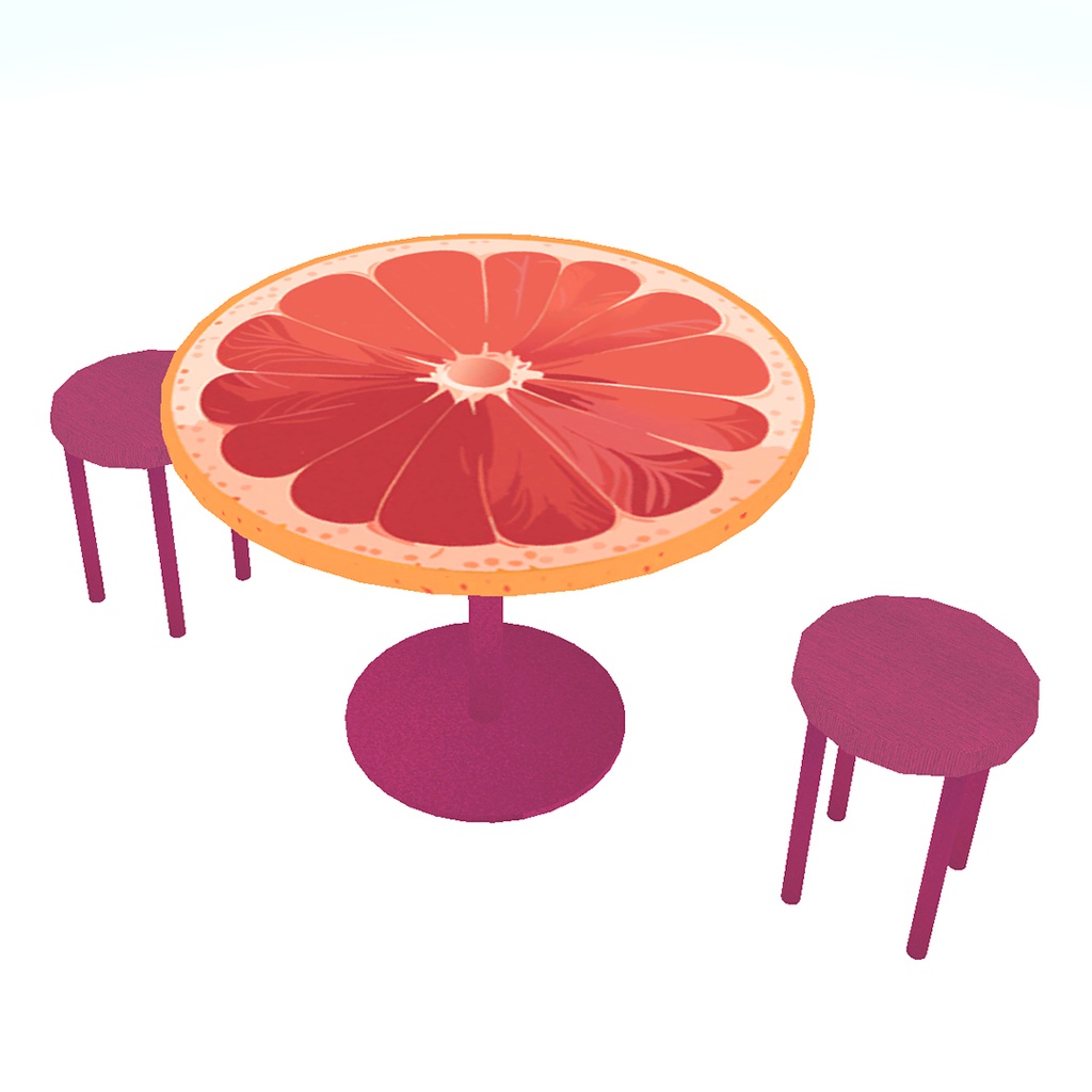 ピンクグレープフルーツのカフェテーブル