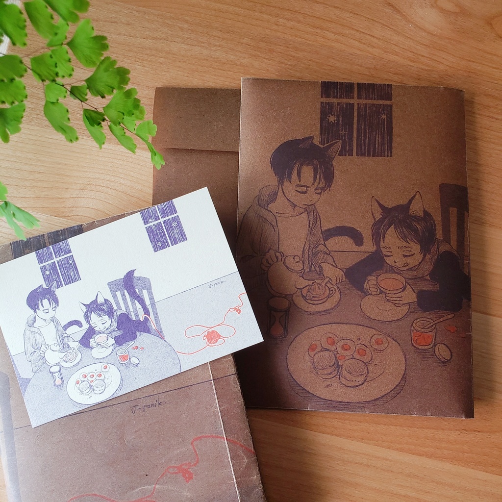 「午前3時のティータイム」蝋引き紙ブックカバー&ポストカードセット