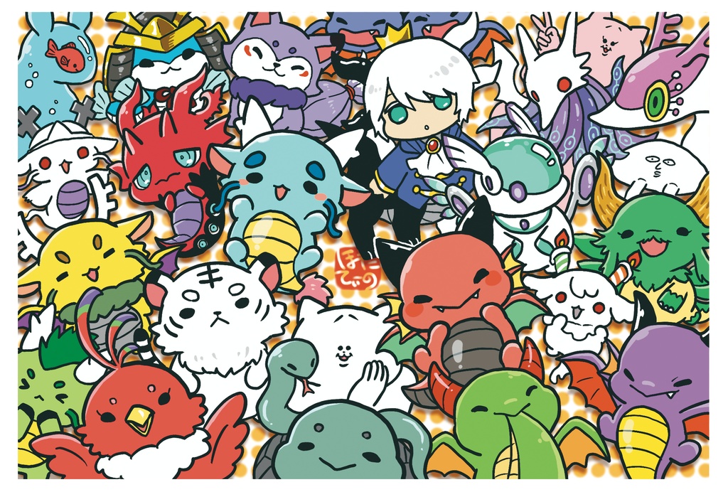 2022新作ポストカード/東洋竜さんと西洋竜さん(ちび・大型・人型)/ 人外王子/猫野郎/他創作キャラクターたち