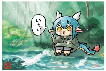 ポストカード/東洋竜さんと西洋竜さん(大きい姿&人に化けた姿)