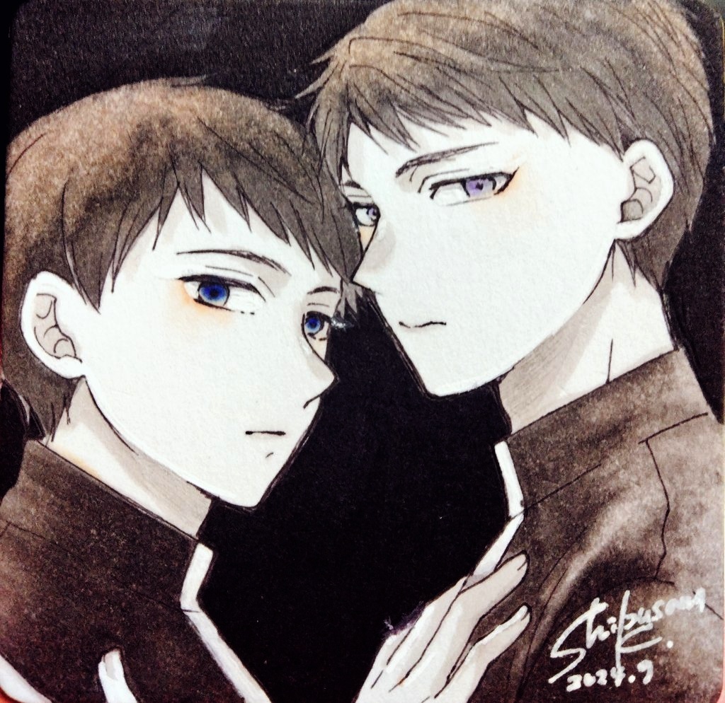 【創作】カラーイラスト/榎本兄弟