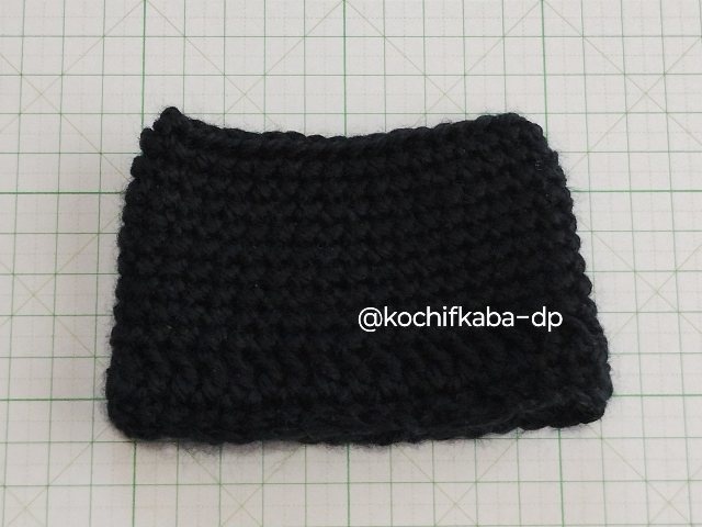 ねこみみ風の黒いニット帽@毛糸