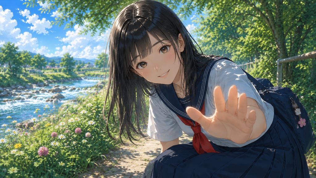 木漏れ日の川辺