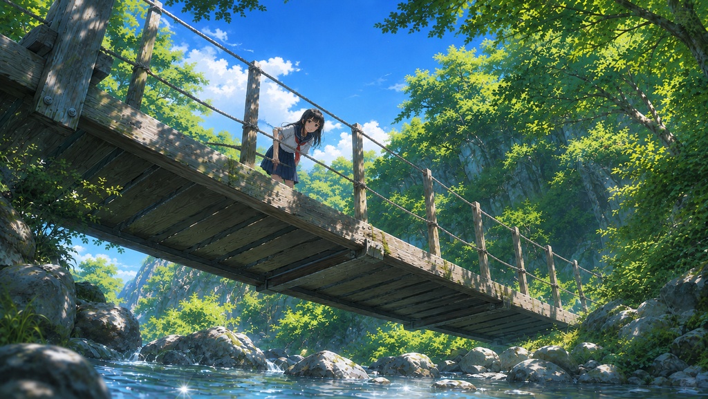 森の吊り橋で見つけた夏