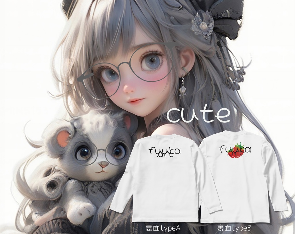 オリジナルデザインロングスリーブTシャツ イラスト「cute」