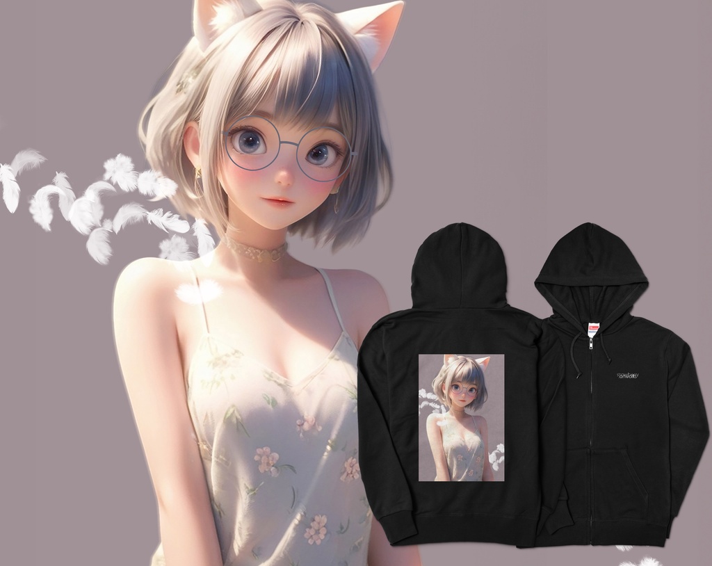 オリジナルデザインジップアップパーカー　Cats