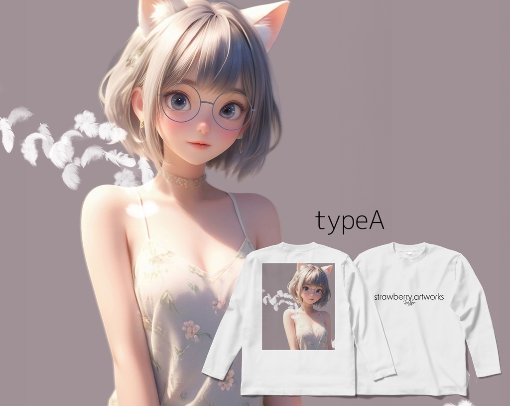 オリジナルデザインロングスリーブTシャツ　Cats