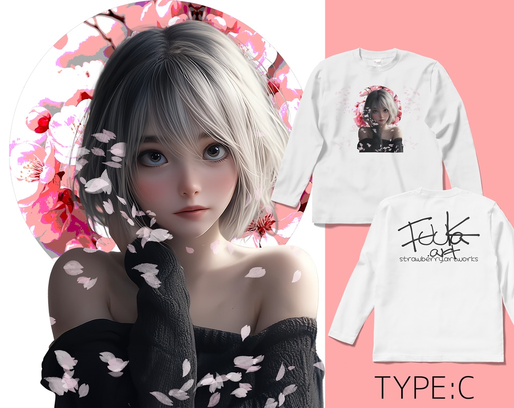 オリジナルデザインロングスリーブTシャツ 桜舞-orb-(デザインバリエーション)