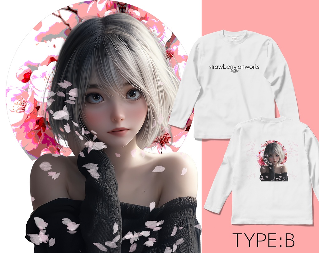 オリジナルデザインロングスリーブTシャツ 桜舞-orb-(デザインバリエーション)