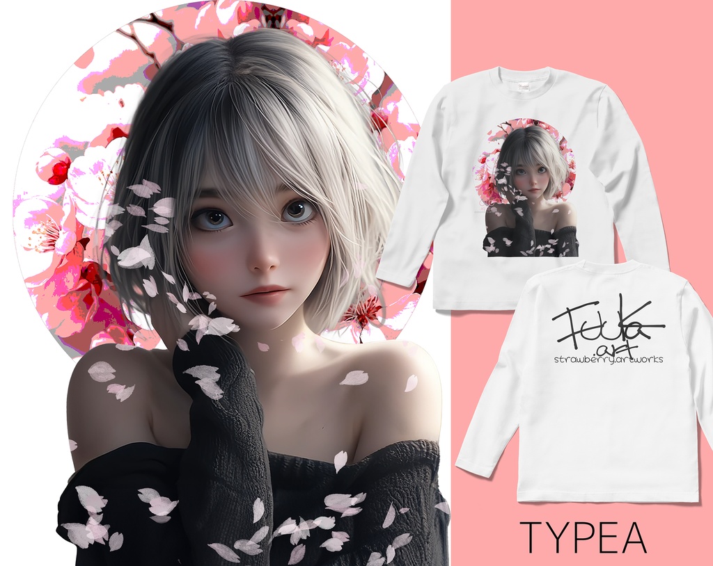 オリジナルデザインロングスリーブTシャツ 桜舞-orb-(デザインバリエーション)