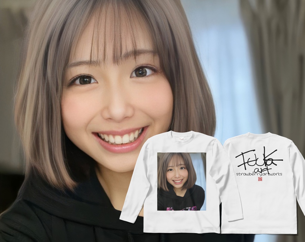 オリジナルデザインプリント ジップアップパーカー self photo smileA