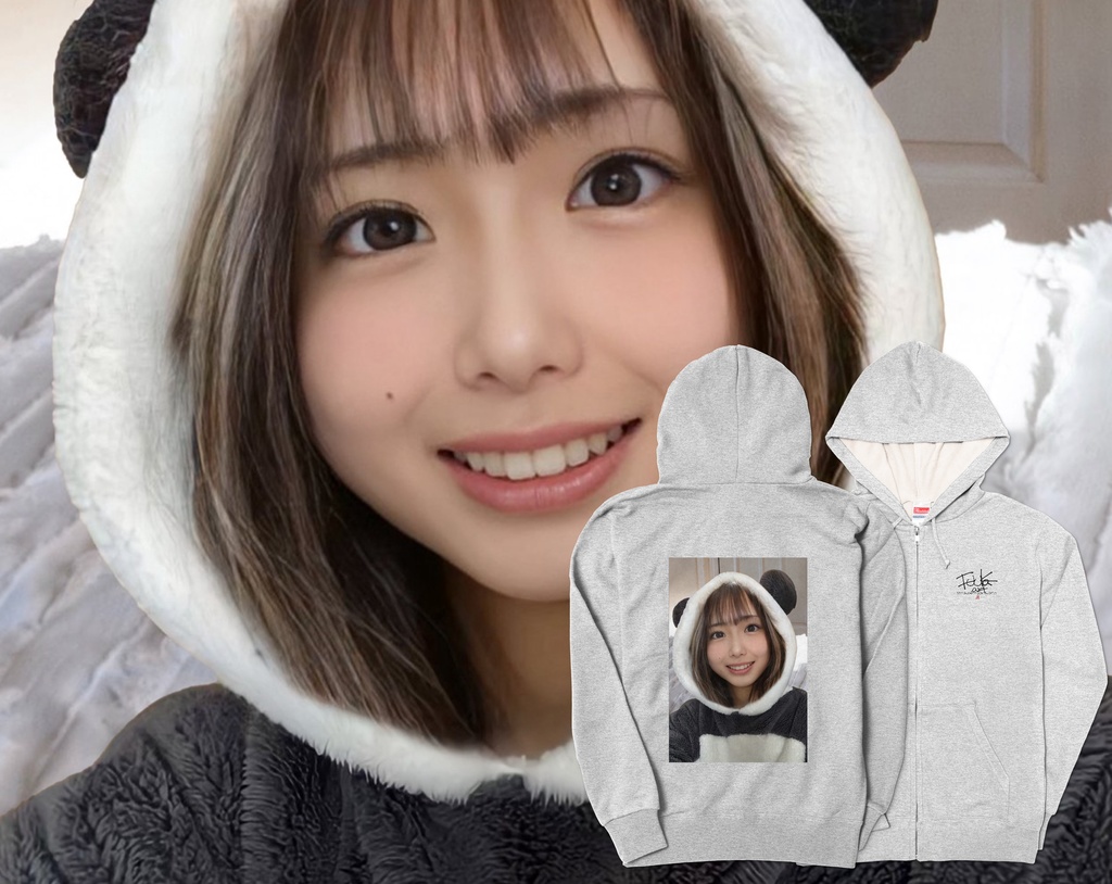 オリジナルデザインプリント　ジップアップパーカー　self photo smileB