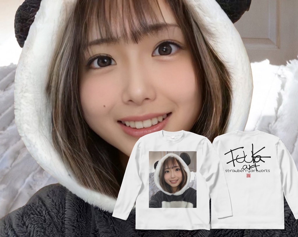 オリジナルデザインプリント ロングスリーブTシャツ self photo smileB