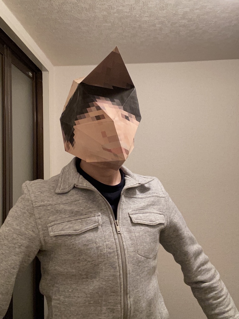 【無料】ローポリ坪倉ペーパークラフト マスク【PDFファイル】