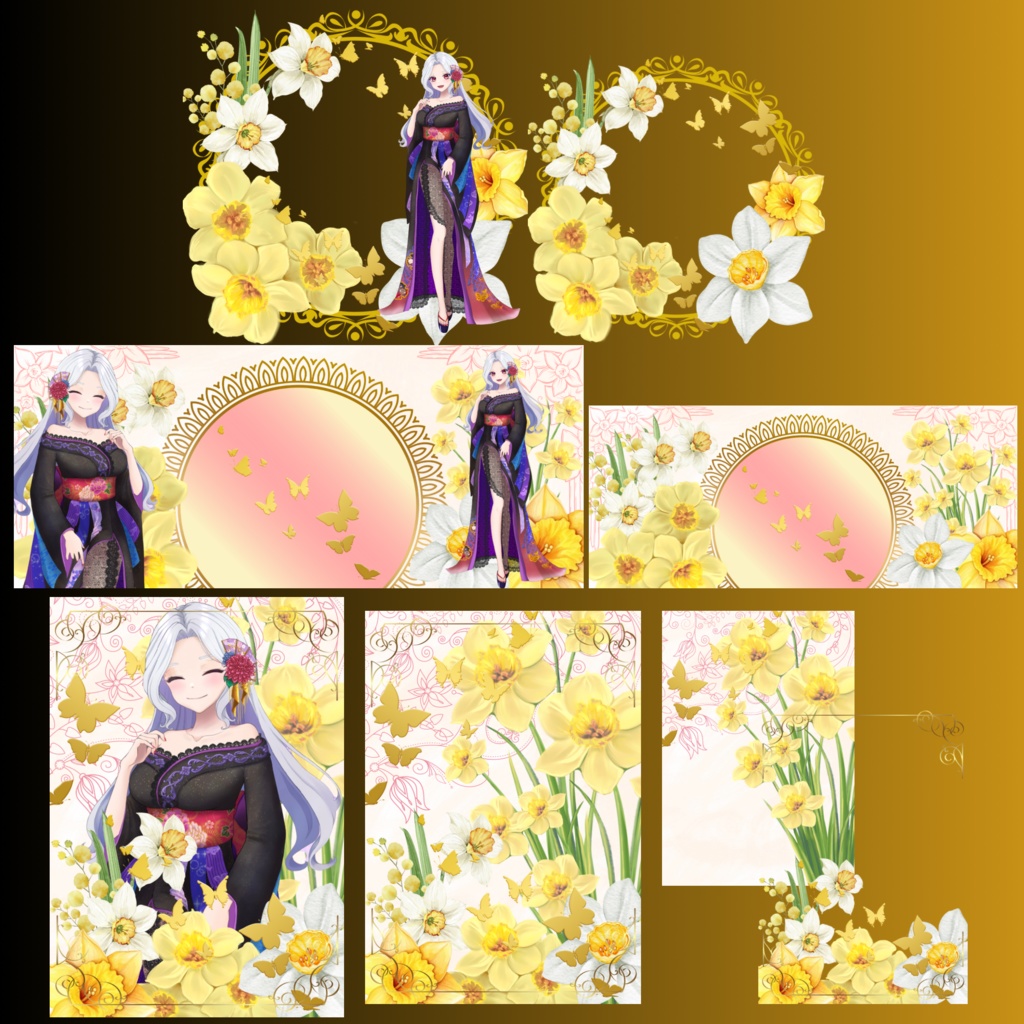 1月の花『水仙の花』デジタルグッズ素材セット