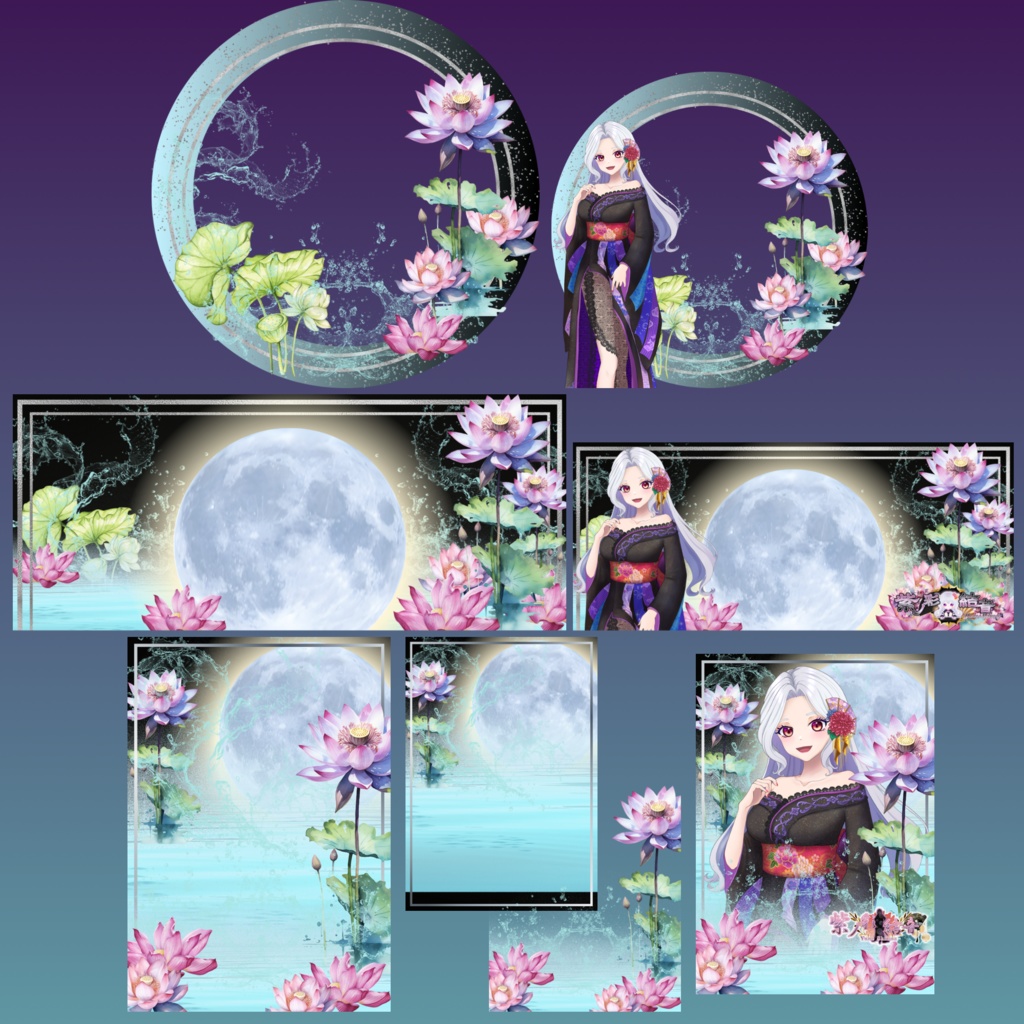 蓮の花と水のデジタルグッズ素材