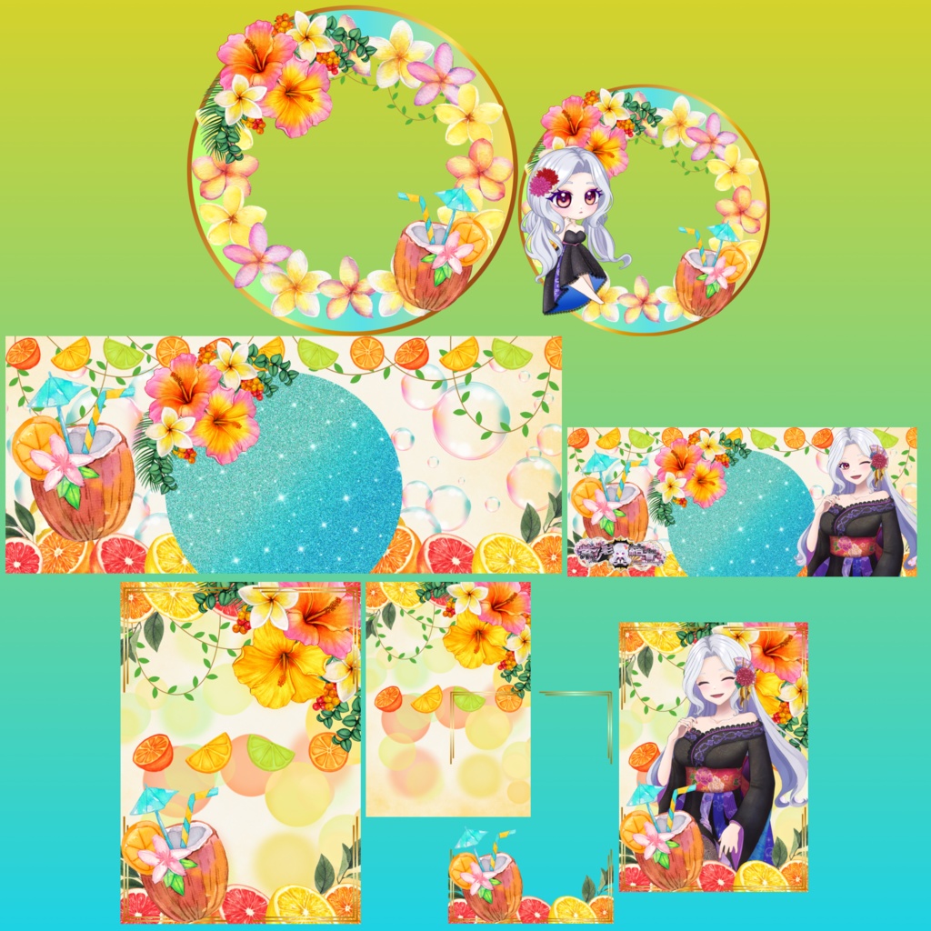 トロピカルデザインのデジタルグッズ素材