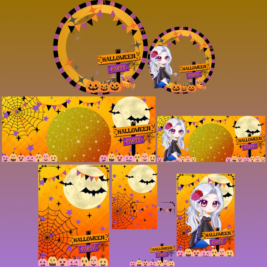 ハロウィンパーティデザインのデジタルグッズ素材