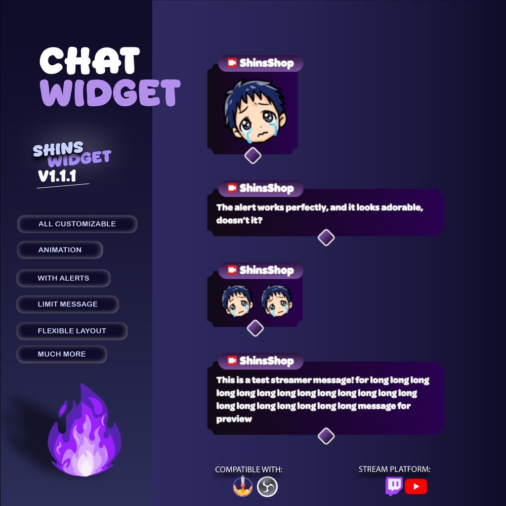 Twitch Chat Widget – StreamElement, Customizable Stream Overlay (Digital Download)