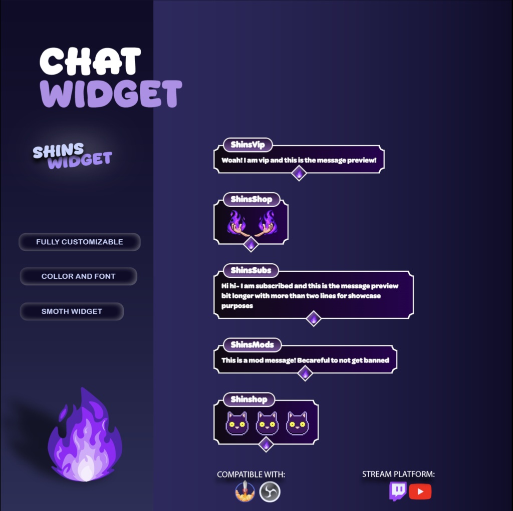 Twitch Chat Widget – StreamElement, Customizable Stream Overlay (Digital Download)